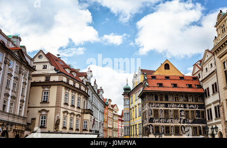 Architettura ceca a Praga Foto Stock