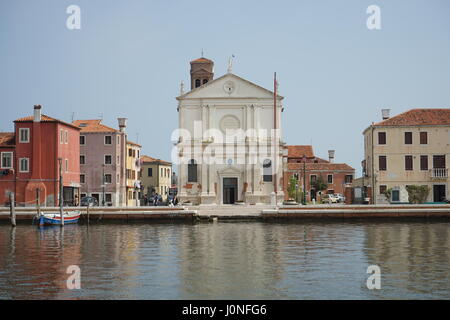 Vista di Pellestrina dalla laguna. Foto Stock