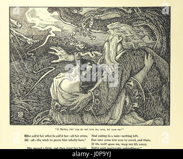 Questo lavoro include quattro famosi Idilli del Re: Vivien, Elaine, Enid e Ginevra, raffiguranti personaggi leggendari della leggenda arturiana. Il libro è riccamente decorato da G. W. Rhead e L. Rhead, portando in vita le storie. Foto Stock