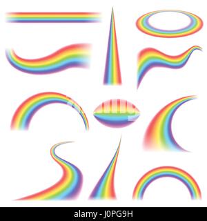 Rainbows in forma differente set realistica Illustrazione Vettoriale