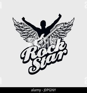 Rock Star disegno tipografica per t-shirt o stampa tutti i disegni grafici. Piano globale di colori. Layered illustrazione vettoriale. Illustrazione Vettoriale