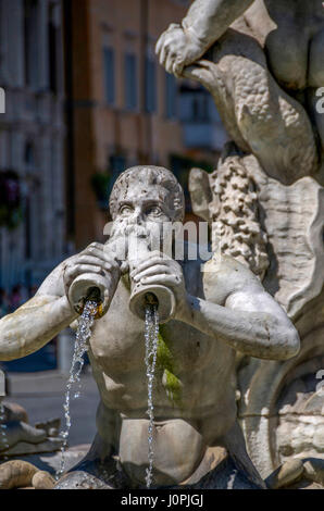 La Fontana del Moro in Piazza Navona, Roma, Italia, Europa Foto Stock