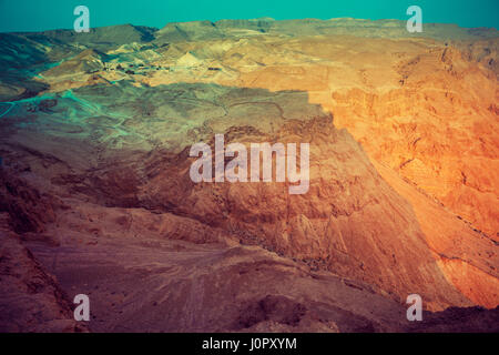 Bella vista panoramica dalla fortezza di Masada. Judaean Desert. Foto Stock