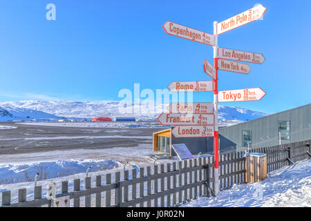 Aeroporto di Kangerlussuaq, Circolo Polare Artico, Groenlandia, Europa Foto Stock