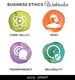 Business Ethics Solid icona impostare Illustrazione Vettoriale