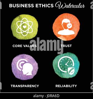 Business Ethics Solid icona impostare Illustrazione Vettoriale