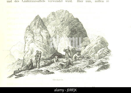 *Das Hochgebirge von Grindelwald* offre rappresentazioni naturali delle Alpi svizzere intorno a Grindelwald, mostrando i maestosi paesaggi e la topografia della regione. Il libro include illustrazioni dettagliate e una mappa a colori di R. Leuzinger, che fornisce una vivida rappresentazione del mondo alpino. Foto Stock