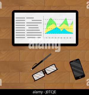 Infografico infochart e economica, l'analisi del vettore il profitto il grafico dei dati immagine Foto Stock