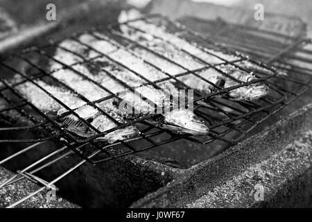 Materie Sardine barbecue Marocco street food Foto Stock