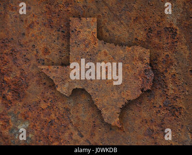 Mappa di Texas sul metallo arrugginito Foto Stock