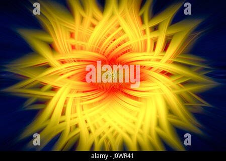 Girasole deformato in linee fluide di colore giallo Foto Stock