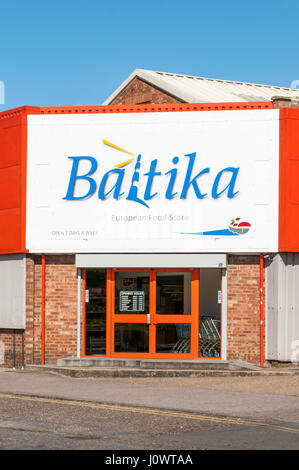 La Baltika Orientale supermercato alimentare in King's Lynn, Norfolk Foto Stock