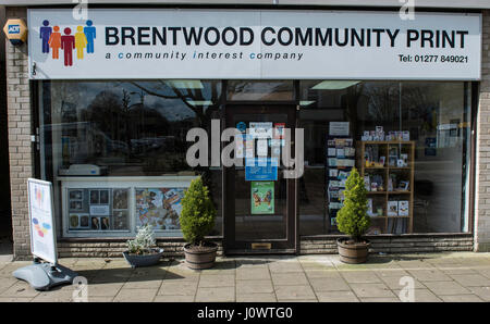 Il Brentwood Comunità negozio di stampa che impiega persone riprendendo dalla malattia mentale, in Brentwood, Essex Foto Stock