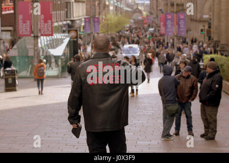 Gesù salva street predicatore vista prospettica Foto Stock