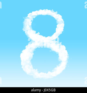 Numero alfabeto cloud font a sfondo cielo Foto Stock