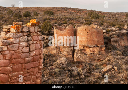 Utah; Hovenweep National Monument; Anasazi (Ancestral-Puebloan) Case; "torri gemelle". Foto Stock