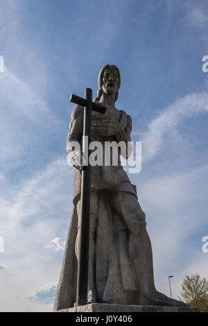 Statua di San Giovanni Battista (Sveti Janez Krstnik) sul ponte di Trnovo, Lubiana, Slovenia Foto Stock
