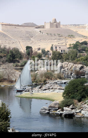 Il fiume Nilo ad Aswan in Alto Egitto Foto Stock