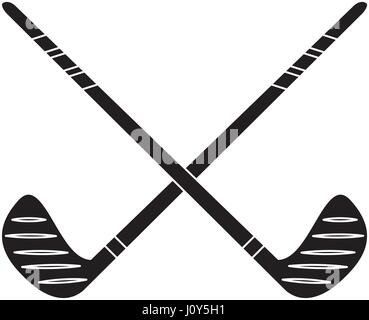 Attraversato stick hockey sport pittogramma Illustrazione Vettoriale