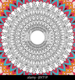 Colorazione stampabile pagina del libro per adulti - mandala design, attività per i bambini di età superiore e adulti relax. vettore Islam, Arabi, Indiani, motivi ottomano. Illustrazione Vettoriale