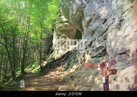 Mullerthal Trail, Schiessentumpel cascata, Lussemburgo Foto Stock