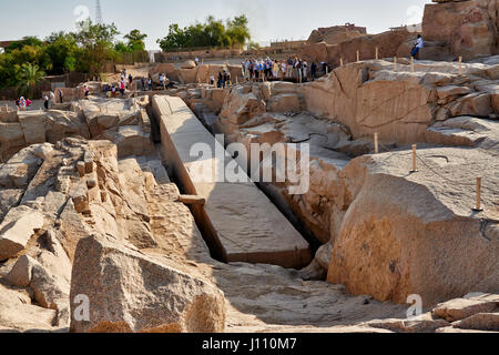 Cava di pietra con Obelisco incompiuto, Aswan , Egitto, Africa Foto Stock