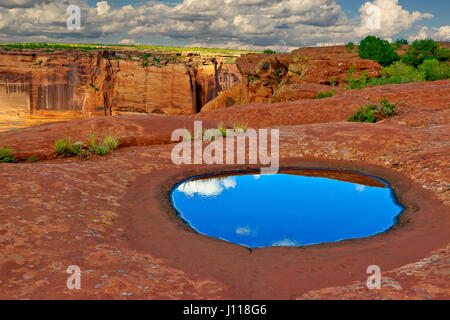 Cielo riflesso in un pozze, Canyon de Chelly, Arizona, Stati Uniti Foto Stock