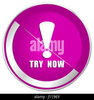 Provate ora web design violet silver bordo metallico icona internet. Foto Stock