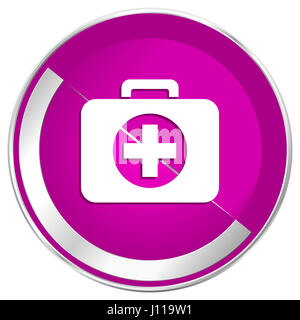 Primo soccorso web design violet silver bordo metallico icona internet. Foto Stock