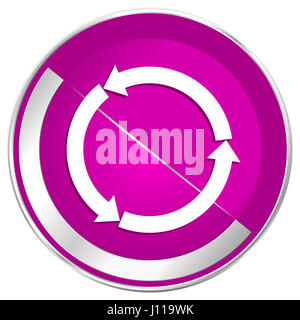 Reblue lucida di colore giallo web web design violet silver bordo metallico icona internet. Foto Stock