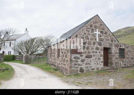 San Columba la cappella sulla isola di Canna, Ebridi Interne, Scozia. Foto Stock