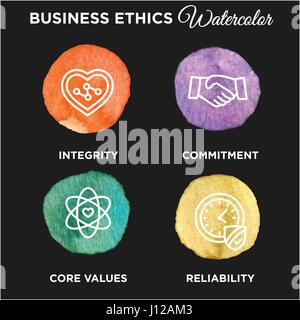 Business Ethics delineare icona impostare Illustrazione Vettoriale