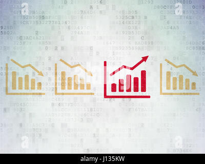 Il concetto di business: crescita icona grafico sui dati digitali sfondo della carta Foto Stock