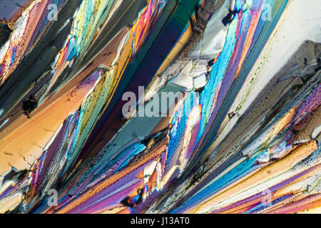 Colorato di micro cristalli di liquore in luce polarizzata Foto Stock