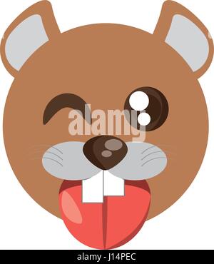 Kawaii faccia beaver divertimento animale Illustrazione Vettoriale