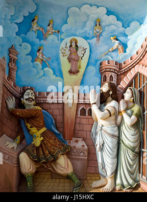 Pittura murale, Prem Mandir, Vrindavan, Mathura, Uttar Pradesh, India, Asia Foto Stock