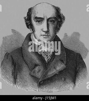 George Canning (1770-1827). Statista britannico e Tory politico. Incisione, Nuestro Siglo,1883. Foto Stock