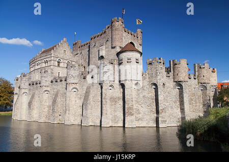 Il Castello di Gravensteen a Gand, Belgio. Foto Stock