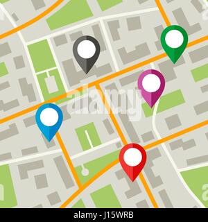 Mappa con perni Illustrazione Vettoriale