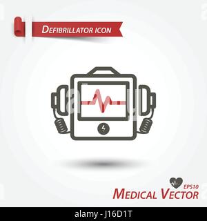 Icona del defibrillatore . Vettore di medici . Illustrazione Vettoriale