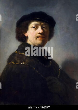 Rembrandt. Autoritratto di Rembrandt van Rijn (1606-1669), olio su pannello in legno di quercia, 1637 Foto Stock