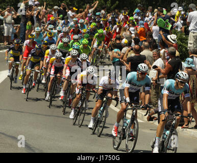 Omega Pharma Quickstep pro cycling team lead Mark Cavendish nel centesimo Tour de France, Corsica, Francia Foto Stock