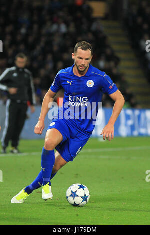 Leicester, Inghilterra, 18th, aprile 2017. Danny Drinkwater in azione per Leicester durante la UEFA Champions League quarti di finale tra Il Leicester City FC e Atletico Madrid. © Phil Hutchinson/Alamy Live News Foto Stock