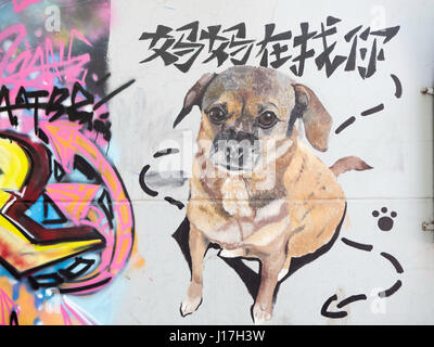 Shanghai, Shanghai, Cina. Xix Apr, 2017. Shanghai, Cina-Aprile 19 2017: (solo uso editoriale. Cina OUT).Gli Strani graffiti possono essere visti su Tianai Road a Shanghai, Aprile 19th, 2017. Credito: SIPA Asia/ZUMA filo/Alamy Live News Foto Stock