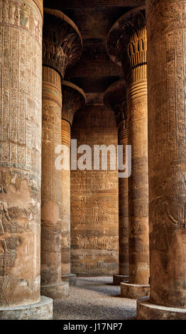Gigantesche colonne nel tempio di Khnum a Esna, Egitto, Africa Foto Stock
