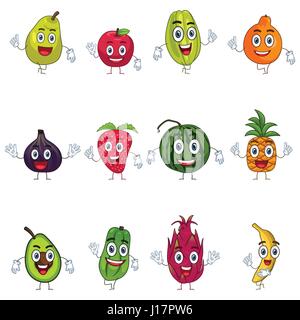 Una illustrazione vettoriale di frutta in caratteri Illustrazione Vettoriale