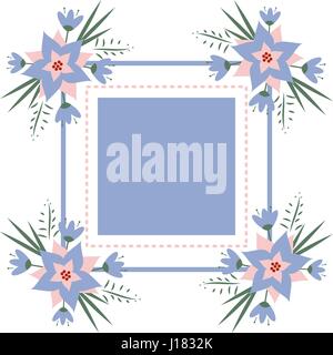 Vettore di vignette floreale in forma di un rettangolo. Telaio delicato per gli inviti, schede figurine matrimoni, compleanni, vacanze. Illustrazione Vettoriale