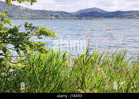 Onde sul lago Laach in regione Eifel. vecchia caldera del vulcano (Renania-Palatinato, Germania) Foto Stock