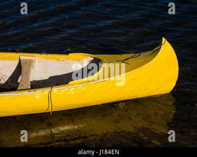 Giallo, canoa fiume Tamigi, sul tamigi percorso, Nr Reading, Berkshire, Inghilterra, Regno Unito, GB. Foto Stock