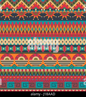 Etnica pattern senza giunture. Geometrico ornamento tribali. Stile Folk. Colorato sfondo astratto. Può essere utilizzato per sfondi, tessili, tessuti, confezionamento Illustrazione Vettoriale